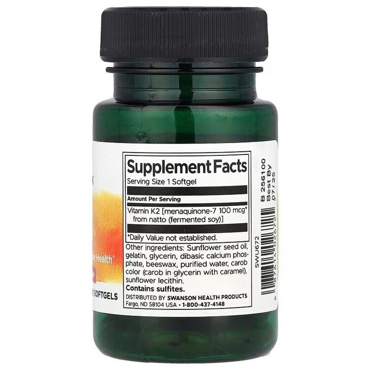 Natural Vitamin K2 100 mcg 30 Softgels