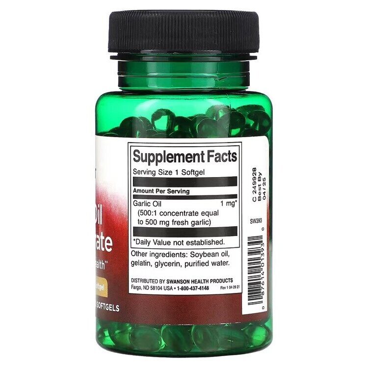 Garlic Oil Concentrate 500 mg 250 Softgels